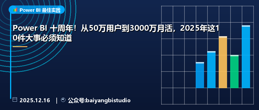 Power BI 十周年！从50万用户到3000万月活，2025年这10件大事必须知道